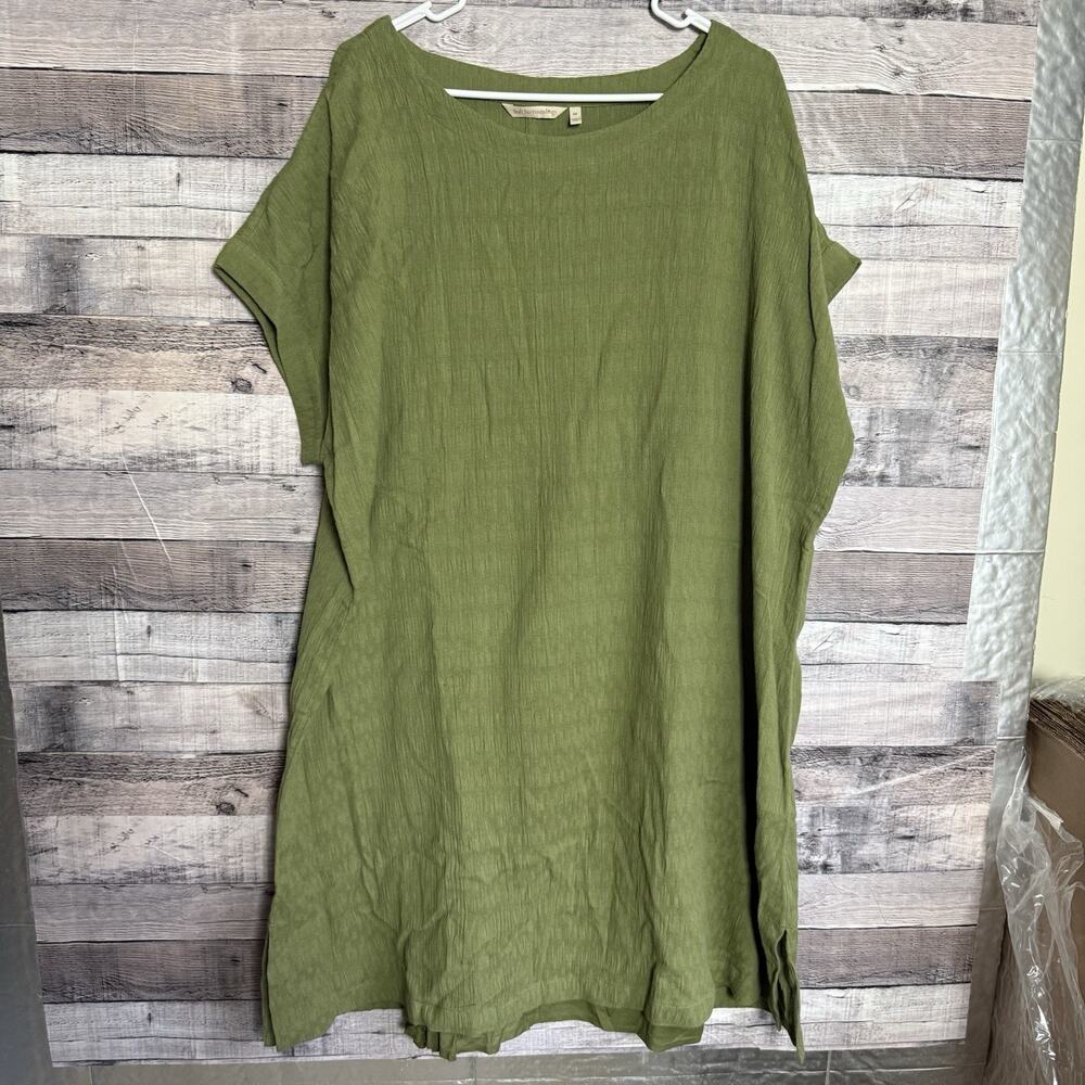 Soft Surroundings Remi Gauze Slip Cotton Shirt Dress Womens Sz 2X Green